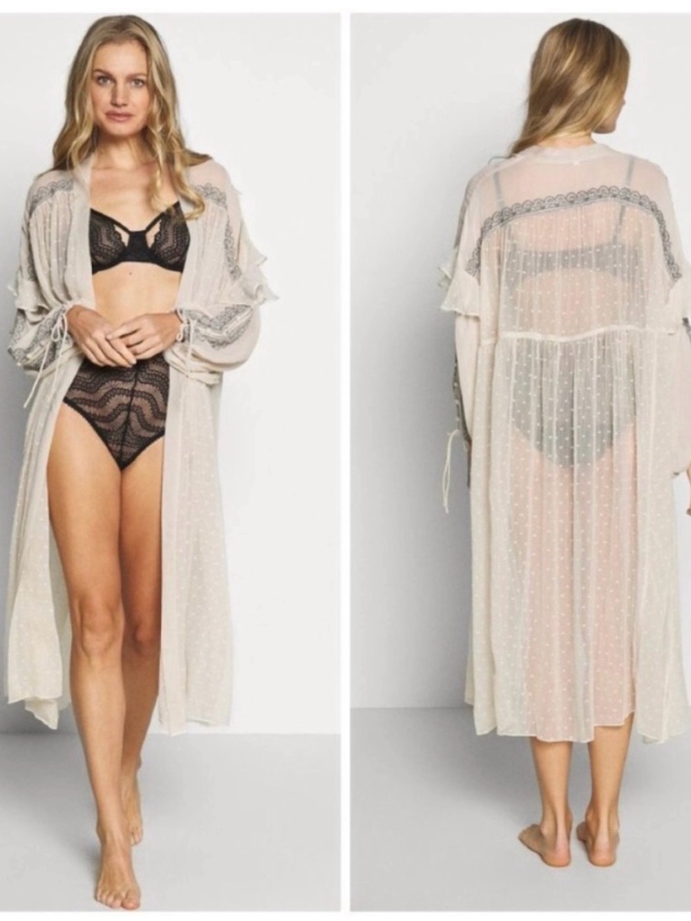 Free people cream ivory robe duster kimono
